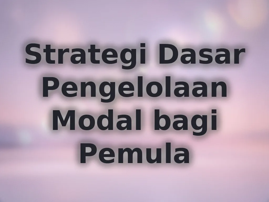 Strategi Dasar Pengelolaan Modal bagi Pemula